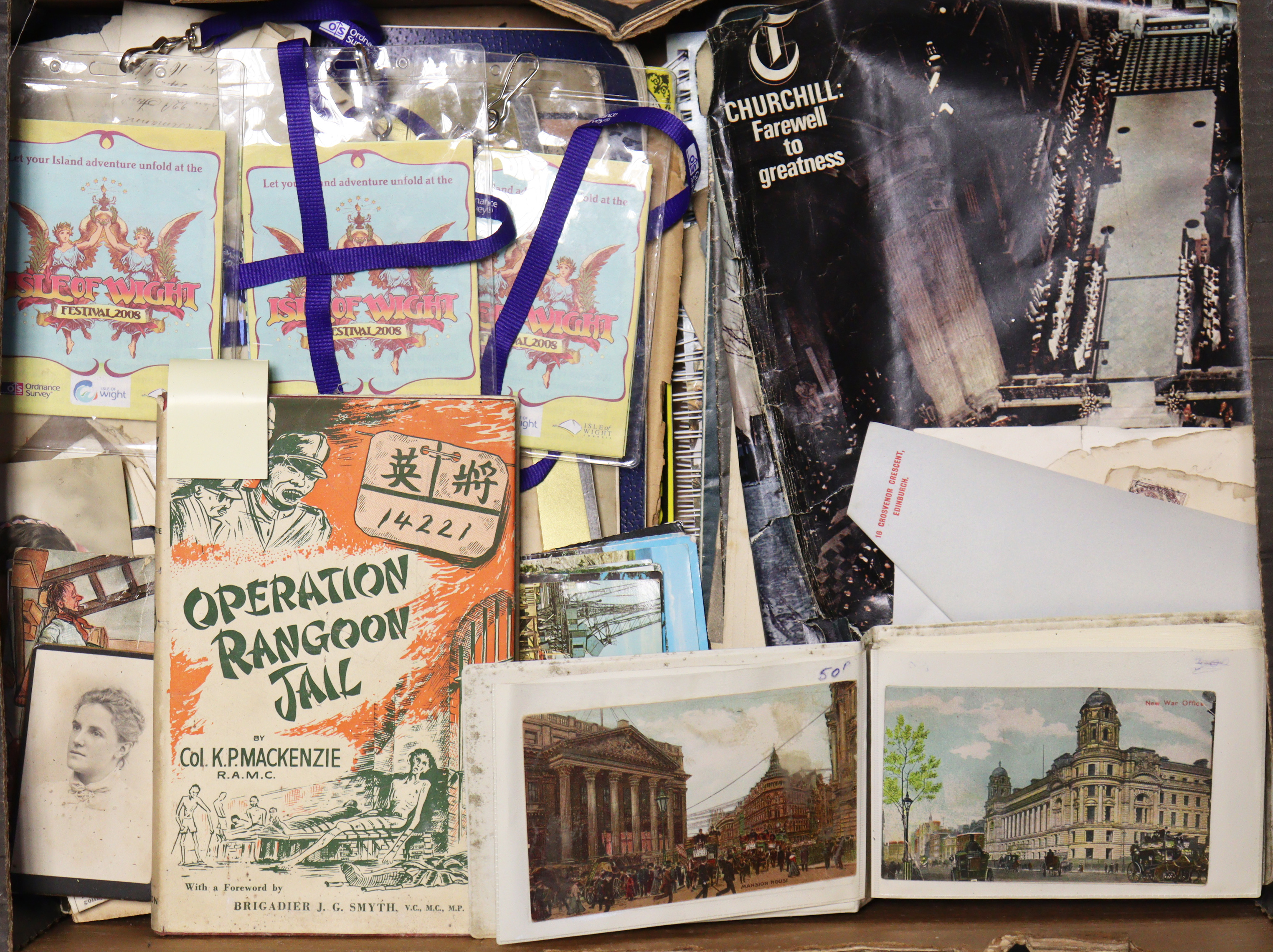 Various loose postcards; books; magazines & vintage newspapers.