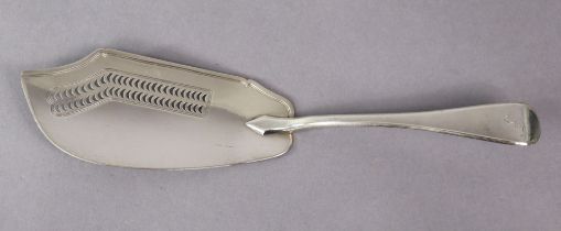 A George III silver Old English fish slice with pierced scimitar blade; London 1810, by Wm. & Samuel