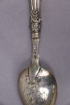 A Victorian silver christening set of knives, fork, & spoon with engraved decoration & rococo