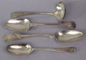 A George II silver Hanoverian tablespoon, London 1730 by John Gorham or Jeffrey Griffith; an Old