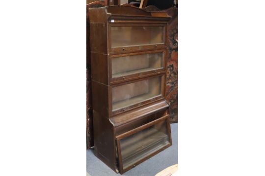 An early 20th century oak globe Wernicke-type tall four-tier bookcase the upper three tiers each - Image 1 of 12