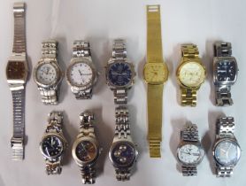 Variously cased bracelet watches: to include one faced by a baton dial