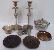 Mixed metalware: to include a pair of silver cased opera glasses  Birmingham marks