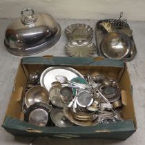 Silver plated tableware: to include cutlery; flatware; meat dome; and a six division toastrack
