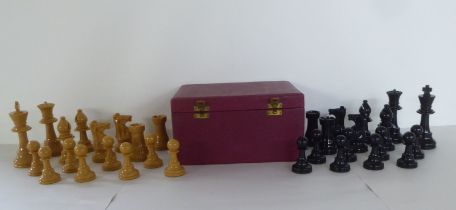A composition chess set, in a Jaques box
