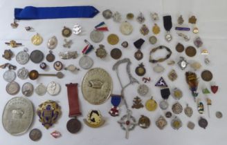 Silver and other medallions: to include two Covent Garden Market badges; and a Mayoral enamel badge