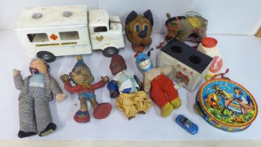 Toys: to include a Triang tinplate model ambulance