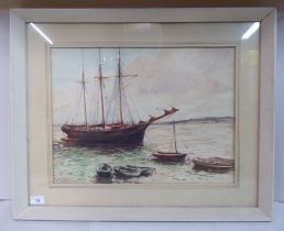 Doris E Luxton - 'Off Appledore Quay'  watercolour  bears a signature  14" x 18"  framed