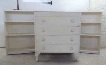 Early/mid 20thC painted furniture: to include a four drawer dressing chest, raised on stubby