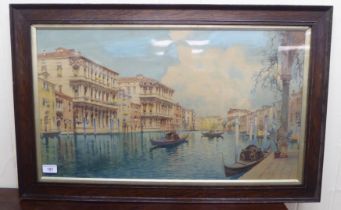 E.Bonivento - a Venetian scene  watercolour  bears a signature  15" x 26"  framed