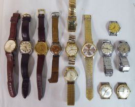 Variously cased manual wristwatches: to include a Timex, faced by a baton dial