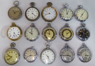 Fifteen various vintage and later, open face pocket watches: to include Jaeger LeCoultre,