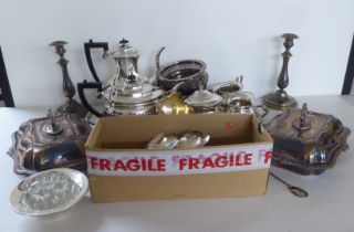 Silver plated tableware: to include a Victorian style four piece tea set