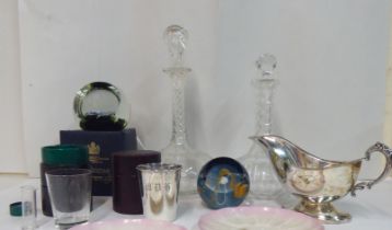 A mixed lot: to include two Caithness glass paperweights, viz. 'Encounter' and 'Angel Fish'