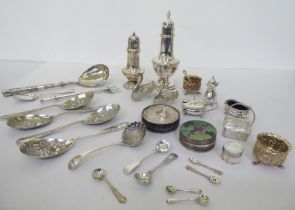EPNS and silver plate: to include a sugar sifter  8.5"h; and a berry spoon  8"L