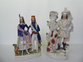 Victorian Staffordshire pottery figures: to include 'Highland Jessie'  14.5"h