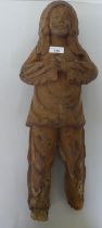 A modern carved wooden figure, a native American  23.5"h