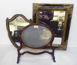 Mirrors: to include a late Victorian shield shaped example, in a gilt frame  17" x 13"