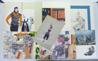 A folio of costume design and other artwork: to include works by Michelle D. Wade  mixed media