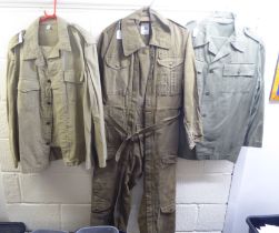 Six British and US Army overalls and fatigues: to include shirts (Please Note: this lot is subject