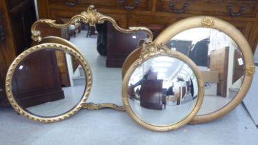 Mirrors: to include an early 20thC example, in a gilt gesso frame with rosette ornament