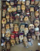 Novelty wooden bottle stoppers, shaped as various characters: to include a chef  4.5"h