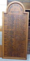 A mid 20thC painted oak honours board for Beaumont House School  66"h  30"w