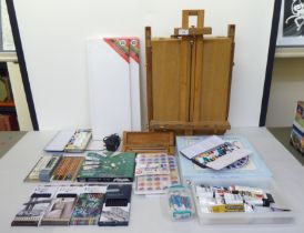 Artists equipment: to include a Reeves adjustable easel, paints and charcoal