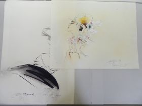 Anne Zielinski Old - head and shoulders studies  watercolour sketches  18" x 28"