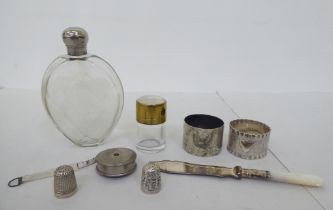 White metal collectables: to include napkin rings; and thimbles