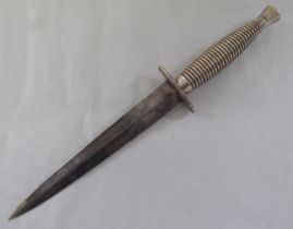 A World War II era presentation, electroplated steel commando knife with a ribbed, elliptical