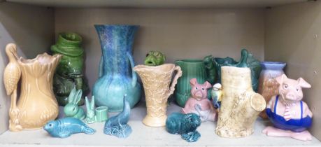 Mixed ceramics: to include a Sylvac jug with a squirrel handle  8"h; and an Old London ware pug  8.