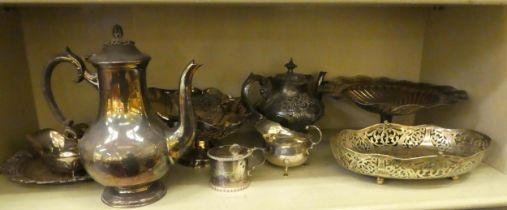 EPNS and silver plated tableware: to include teapots; and a tazza  largest 10.5"h