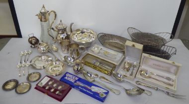 Silver plated tableware: to include flatware and serving baskets