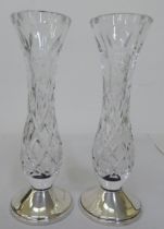 A pair of cut crystal, waisted specimen vases, each set on a circular footrim  Birmingham 1988  7"h