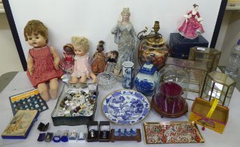 A mixed lot: to include thimbles and thimble display cases  largest  17"h