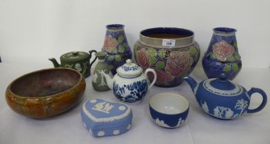 Ceramics: to include Royal Doulton stoneware vases  8"h