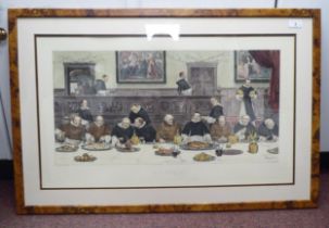 After Denby Sadler - 'Friday' monks seated at a table  print  16" x 28"  framed