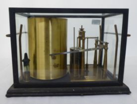 A Negretti and Zambra barograph No.R/42495, in a glass case  10"h  13"w