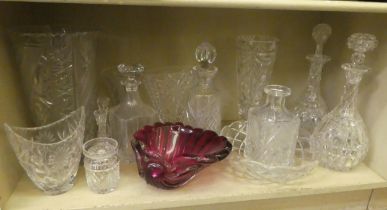 Decorative and functional glassware: to include decanters; and vases  largest 13.5"h