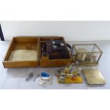 A mixed lot: to include a barograph, in a gilt metal glazed case  8"w