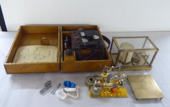 A mixed lot: to include a barograph, in a gilt metal glazed case  8"w