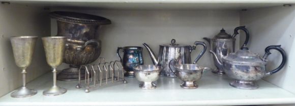 Silver plate and EPNS: to include a wine cooler  11"h; and a coffee pot  9"h