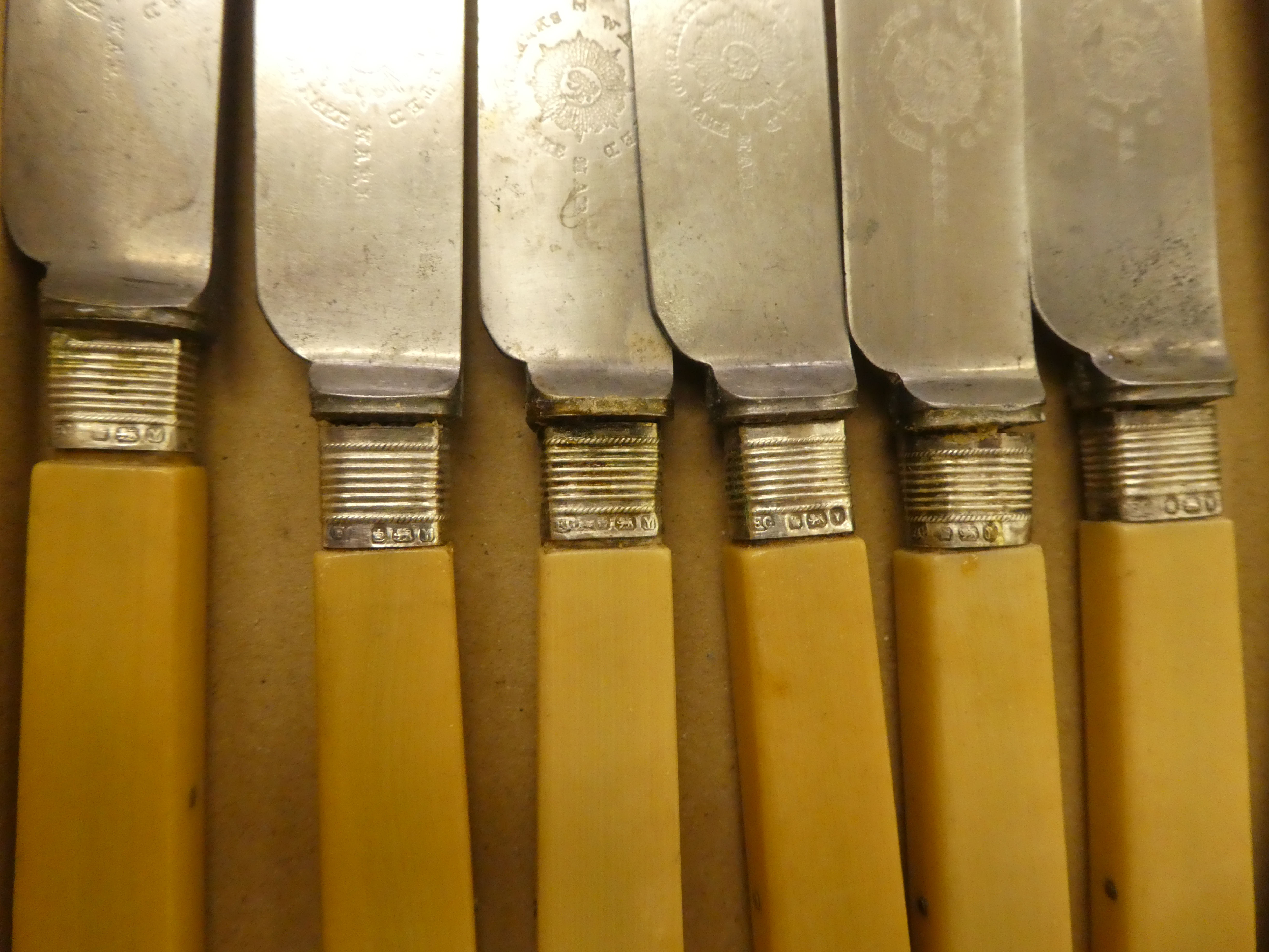 Silver, silver coloured metal and other wares: to include a set of six Georgian table knives, on - Image 2 of 6