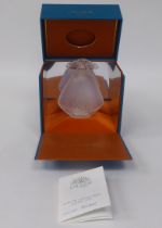A Lalique opaque glass Fleur De Jasmin Limited Edition 925/1995 perfume bottle  4.5"h with a leaflet