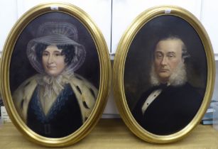 Two 19thC head and shoulder portraits, viz. Rev. Hugh Baird and one Barbara Hamilton Wilson  oil