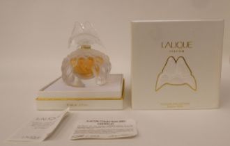 A Lalique opaque glass Butterfly Limited Edition 53/2003 perfume bottle  full and sealed  5"h with a