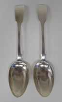 A pair of Victorian silver fiddle pattern tablespoons  John & Henry Lias  London 1844    (combined