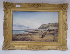 GB Cullen - Hastings beach at low tide  oil on canvas  bears a signature, dated 1861 with a label