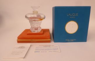 A Lalique opaque glass Les Sirens Limited Edition 955/2001 perfume bottle  part full  4.75"h with